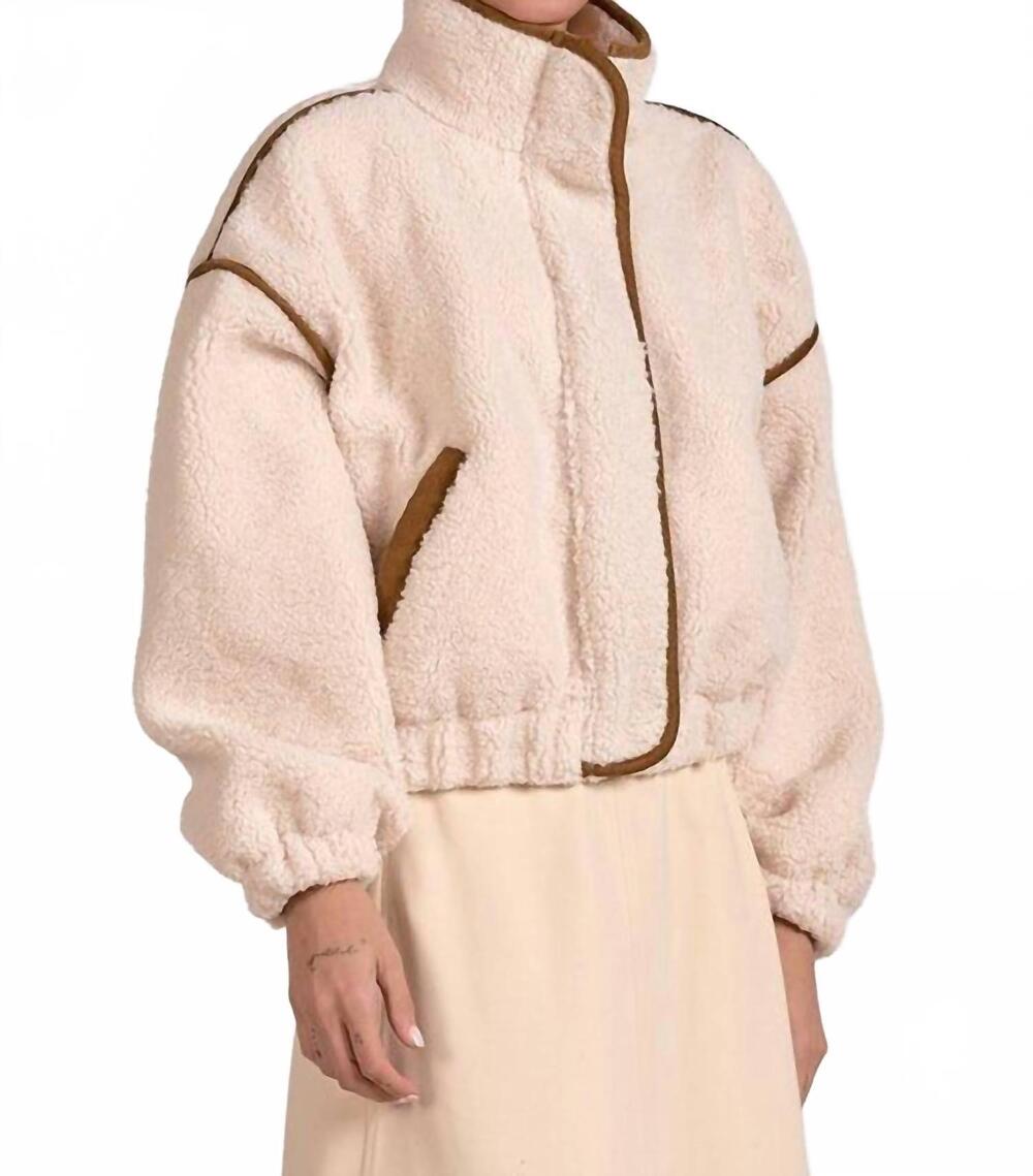 NEW ELAN slate sherpa cozy jacket in off white - Picture 3 of 4